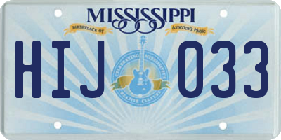 MS license plate HIJ033