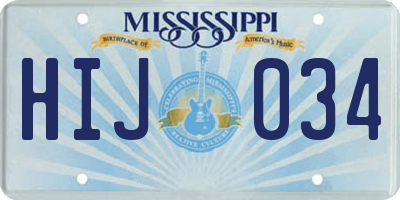 MS license plate HIJ034