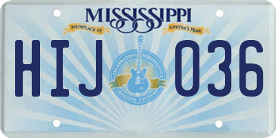 MS license plate HIJ036