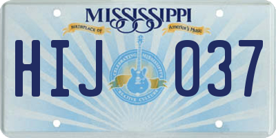 MS license plate HIJ037