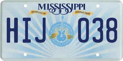MS license plate HIJ038