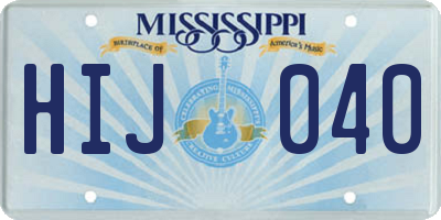 MS license plate HIJ040