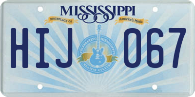 MS license plate HIJ067