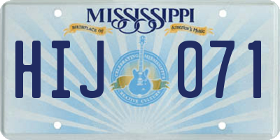 MS license plate HIJ071
