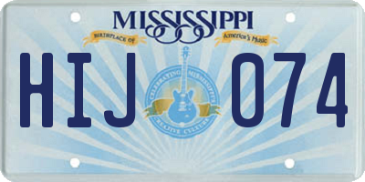 MS license plate HIJ074