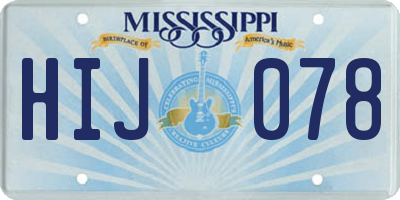 MS license plate HIJ078