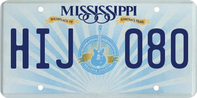 MS license plate HIJ080