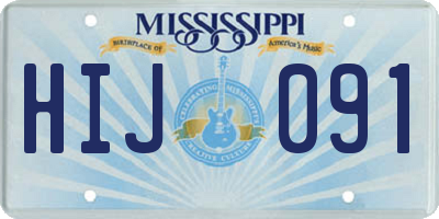 MS license plate HIJ091