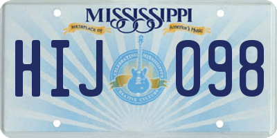 MS license plate HIJ098