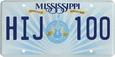 MS license plate HIJ100