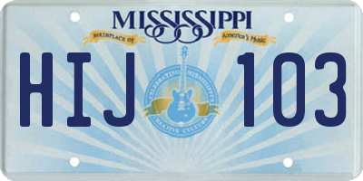 MS license plate HIJ103