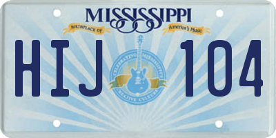 MS license plate HIJ104