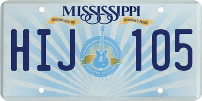 MS license plate HIJ105