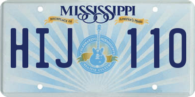MS license plate HIJ110
