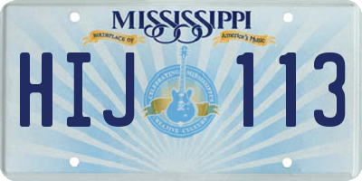 MS license plate HIJ113