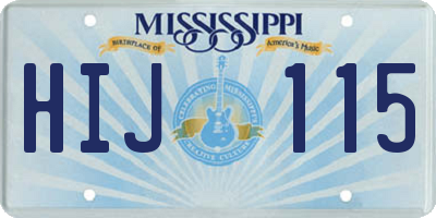 MS license plate HIJ115