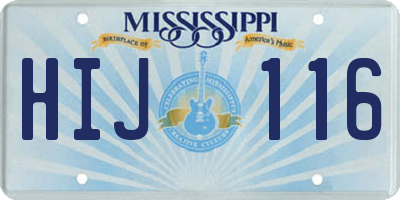 MS license plate HIJ116