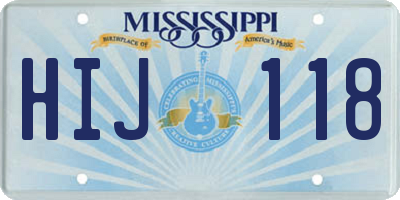 MS license plate HIJ118