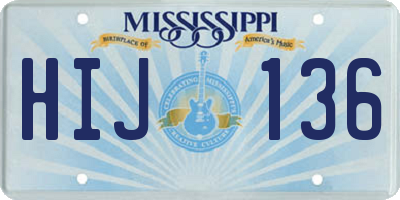 MS license plate HIJ136