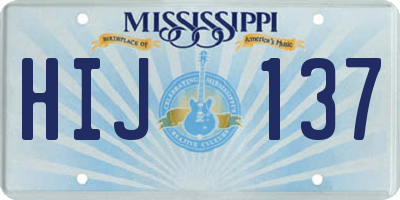 MS license plate HIJ137