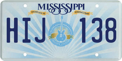 MS license plate HIJ138