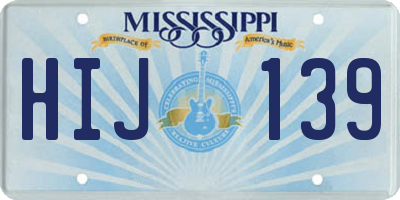 MS license plate HIJ139