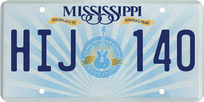 MS license plate HIJ140
