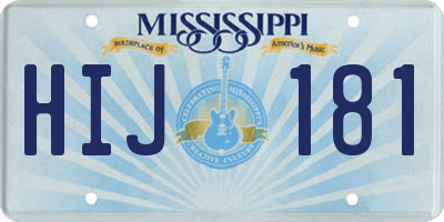 MS license plate HIJ181