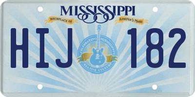 MS license plate HIJ182