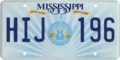 MS license plate HIJ196
