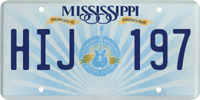 MS license plate HIJ197