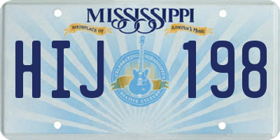 MS license plate HIJ198