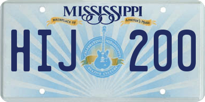 MS license plate HIJ200