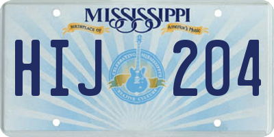 MS license plate HIJ204