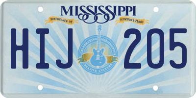 MS license plate HIJ205