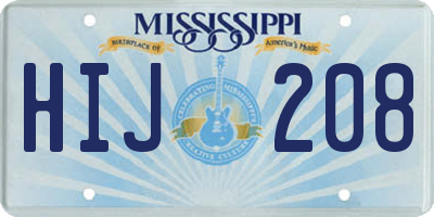 MS license plate HIJ208