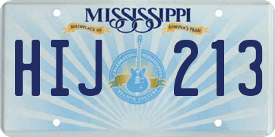 MS license plate HIJ213