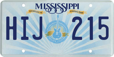 MS license plate HIJ215