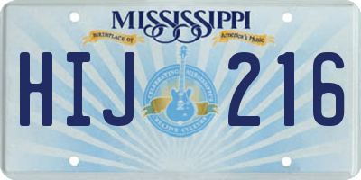 MS license plate HIJ216