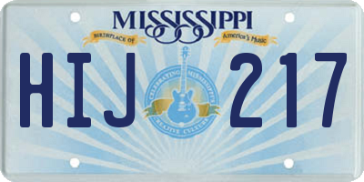 MS license plate HIJ217
