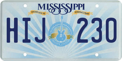 MS license plate HIJ230