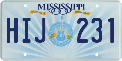 MS license plate HIJ231