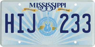 MS license plate HIJ233