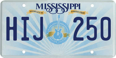 MS license plate HIJ250