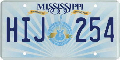 MS license plate HIJ254