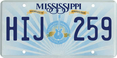 MS license plate HIJ259