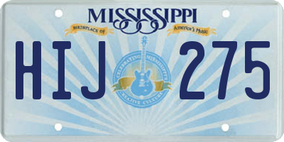 MS license plate HIJ275