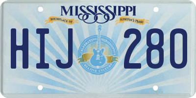 MS license plate HIJ280