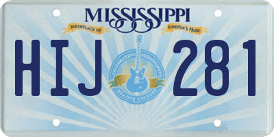 MS license plate HIJ281
