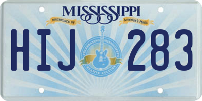 MS license plate HIJ283